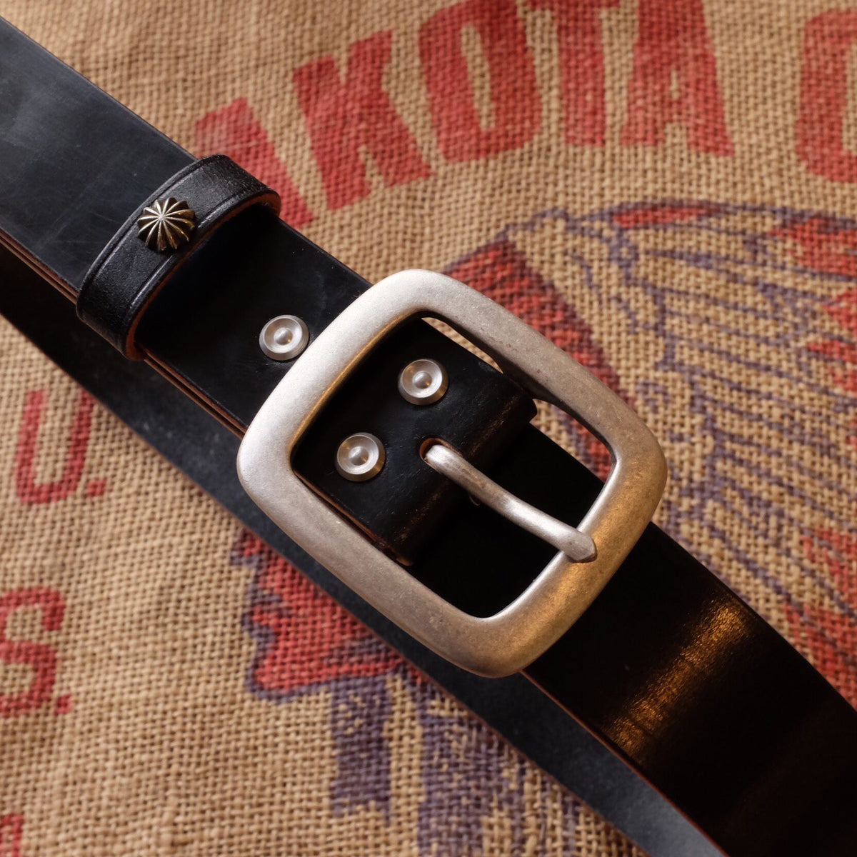 Heavy Duty Leather Belt with Silver Buckle