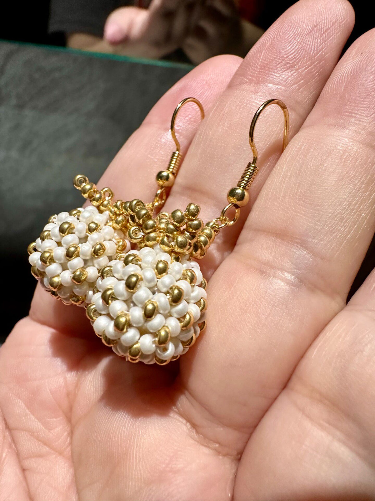 Handcrafted Spherical Pineapple Earrings Gold