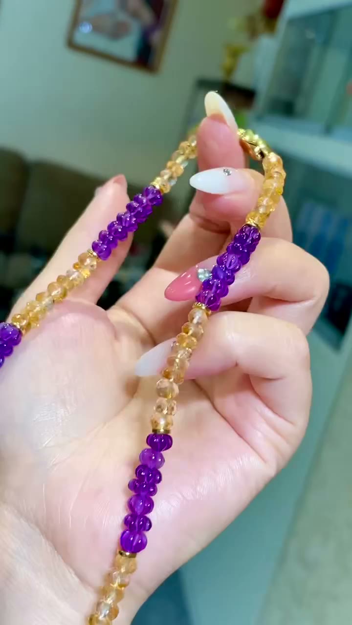 Multi-Strand Amethyst Citrine Beaded Necklace