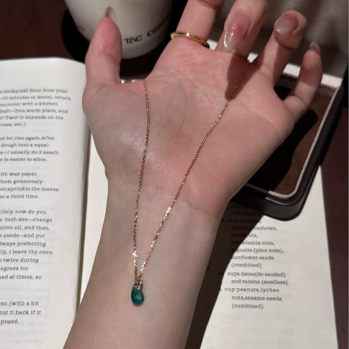 Sterling Silver Teal Pear Pendant Necklace