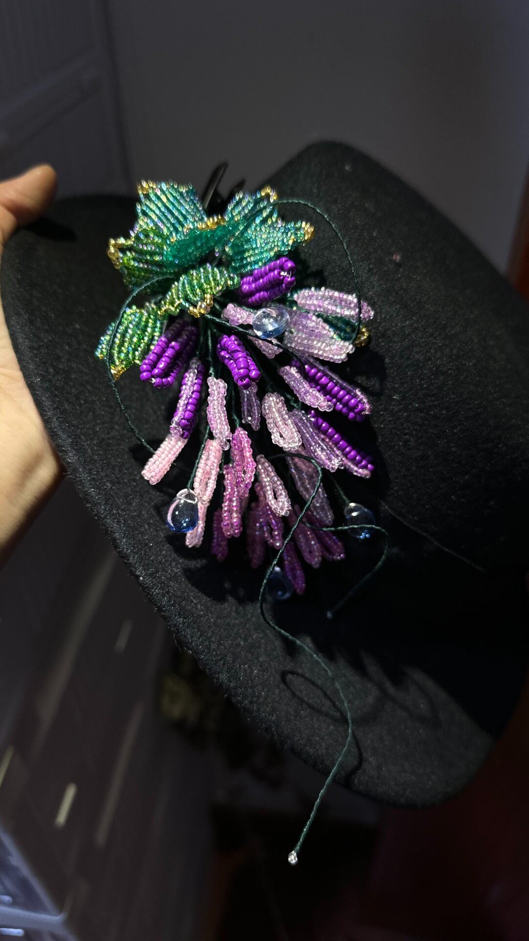 Beaded Wisteria Floral Hairpin Brooch Accessory