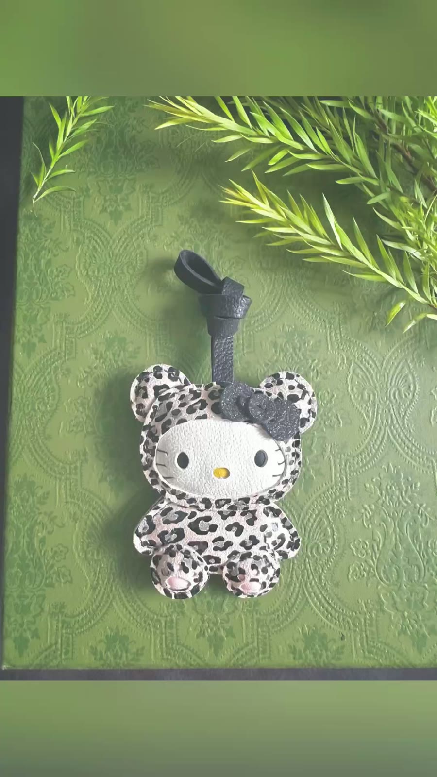 Hello Kitty Pink Leopard Leather Charm