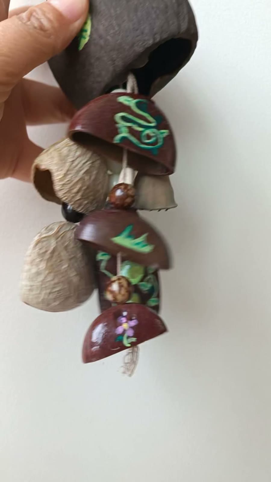 Handmade Coconut Shell Bag Charm with Beads