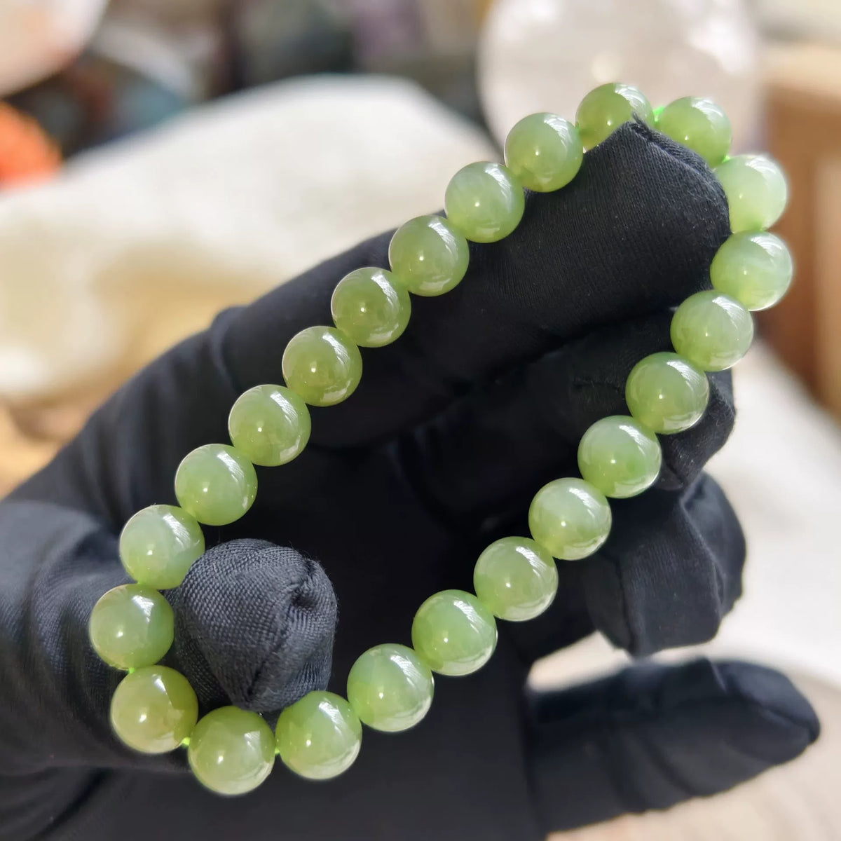 Braccialiale in perle di Giada Nefrite Naturale Rosa e Verde 8mm