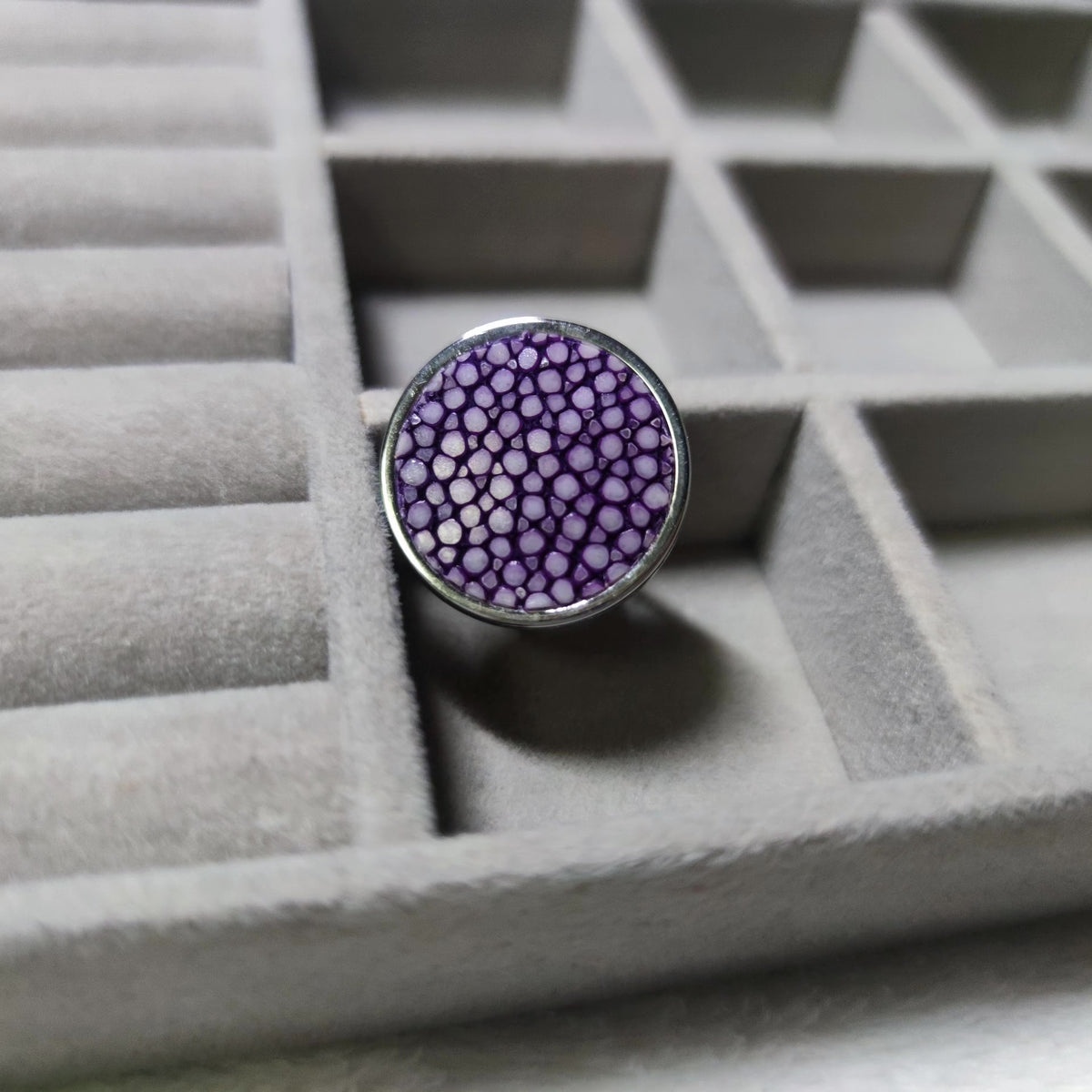 Lavender Stingray Skin Adjustable Ring
