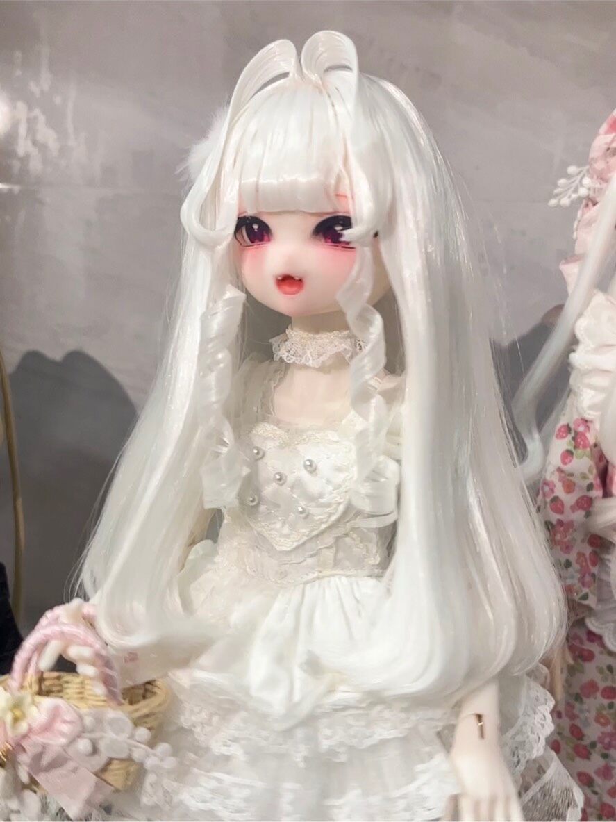 White Doll Wig with Spiral Ringlets