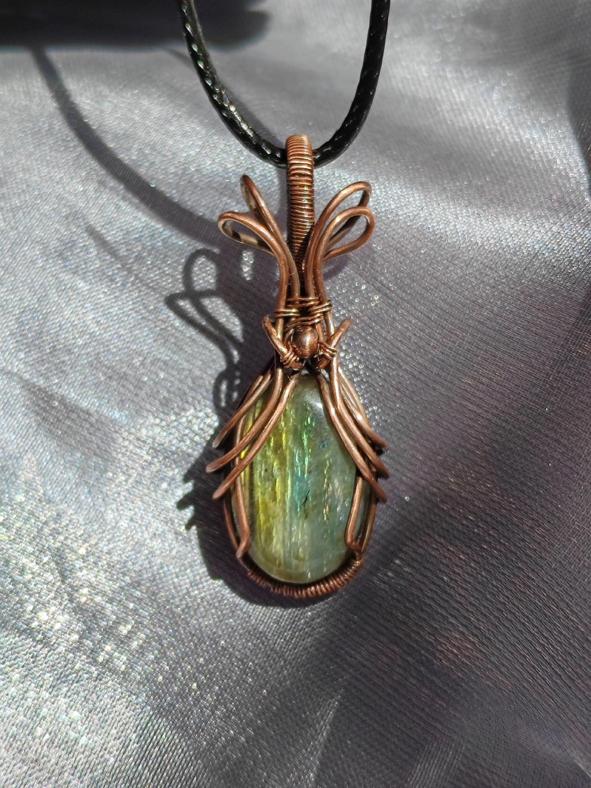 Labradorite Pendant Wire Wrapped Copper