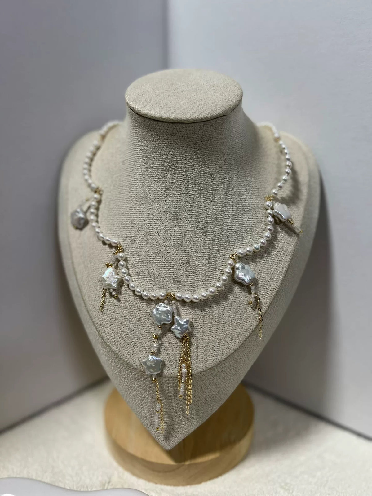 Freshwater Pearl Star Charm Necklace