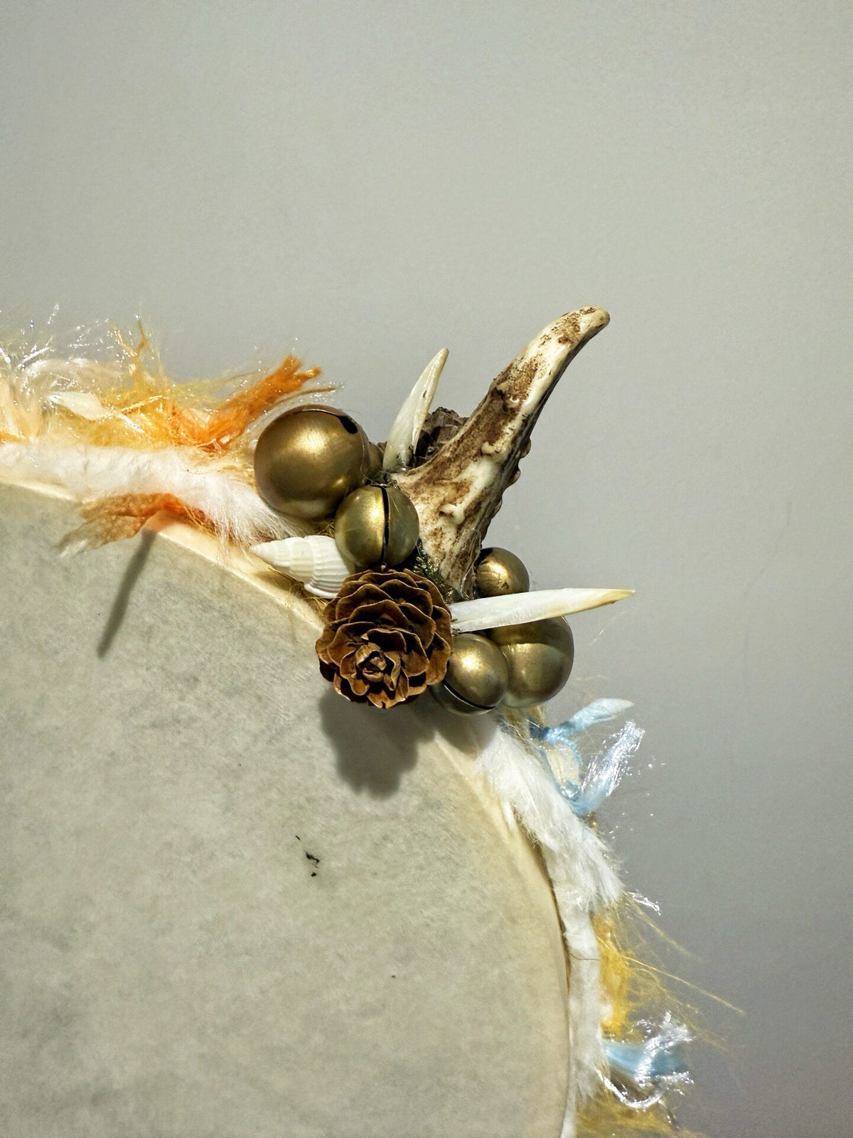 Shamanic Sheepskin Frame Drum with Antler Handle