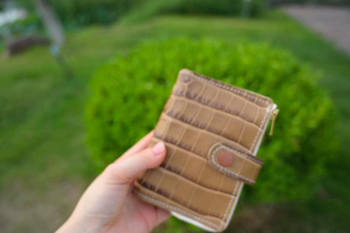 Brown Crocodile Embossed Leather Ring Binder Cover