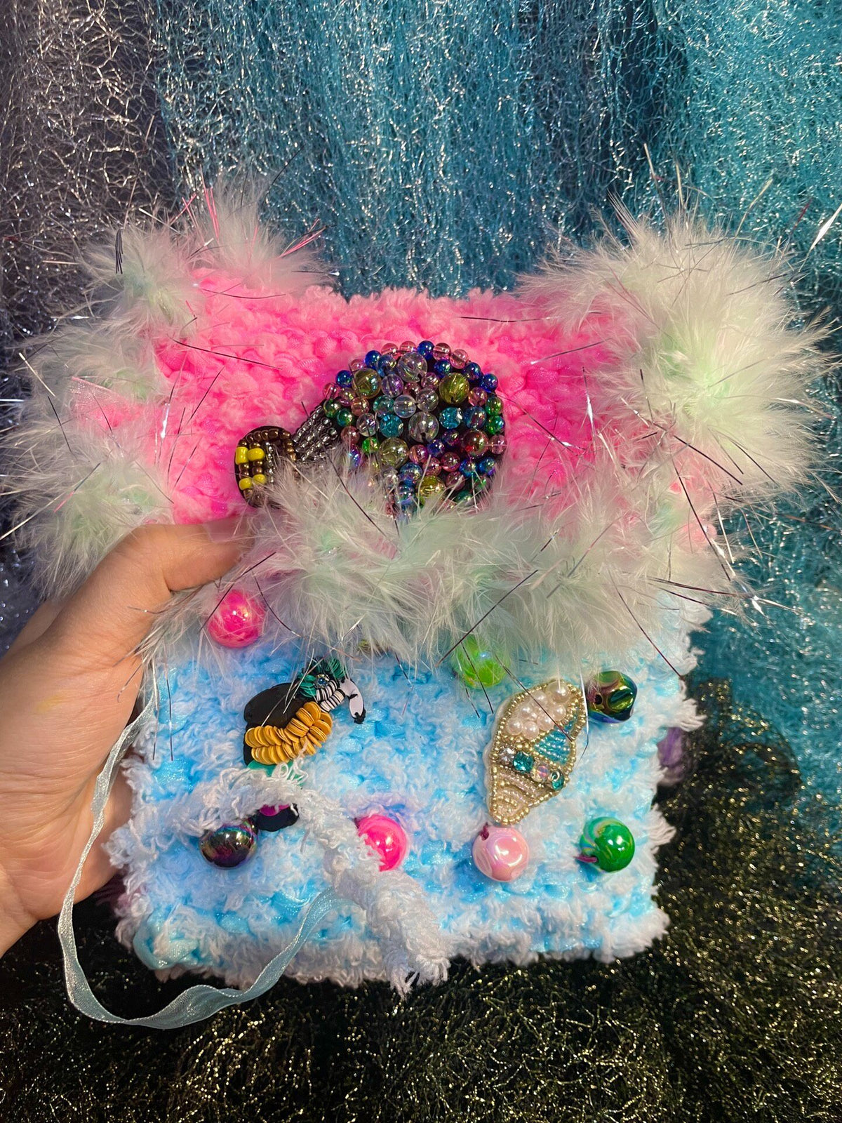 Handmade Knitted Macaron Crossbody Bag