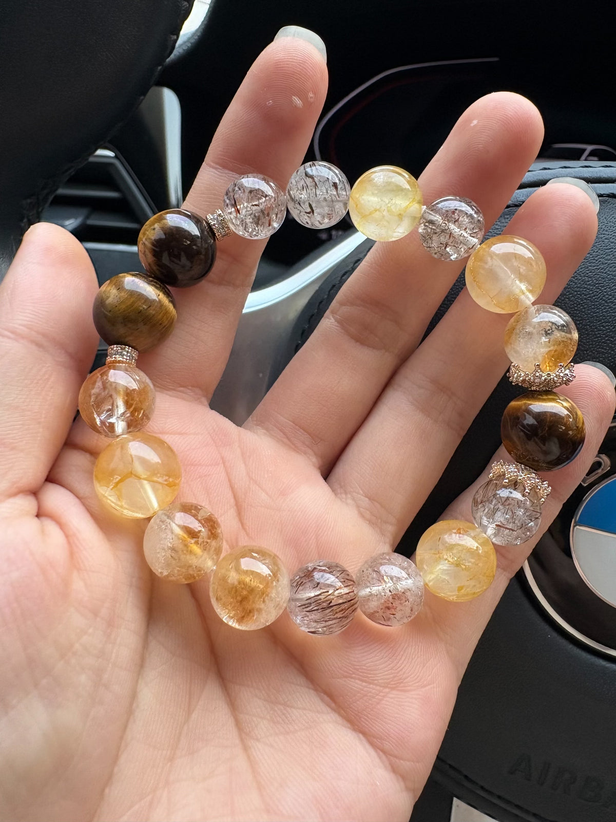 Bracciale di perle in cristallo e pietre naturali DIY