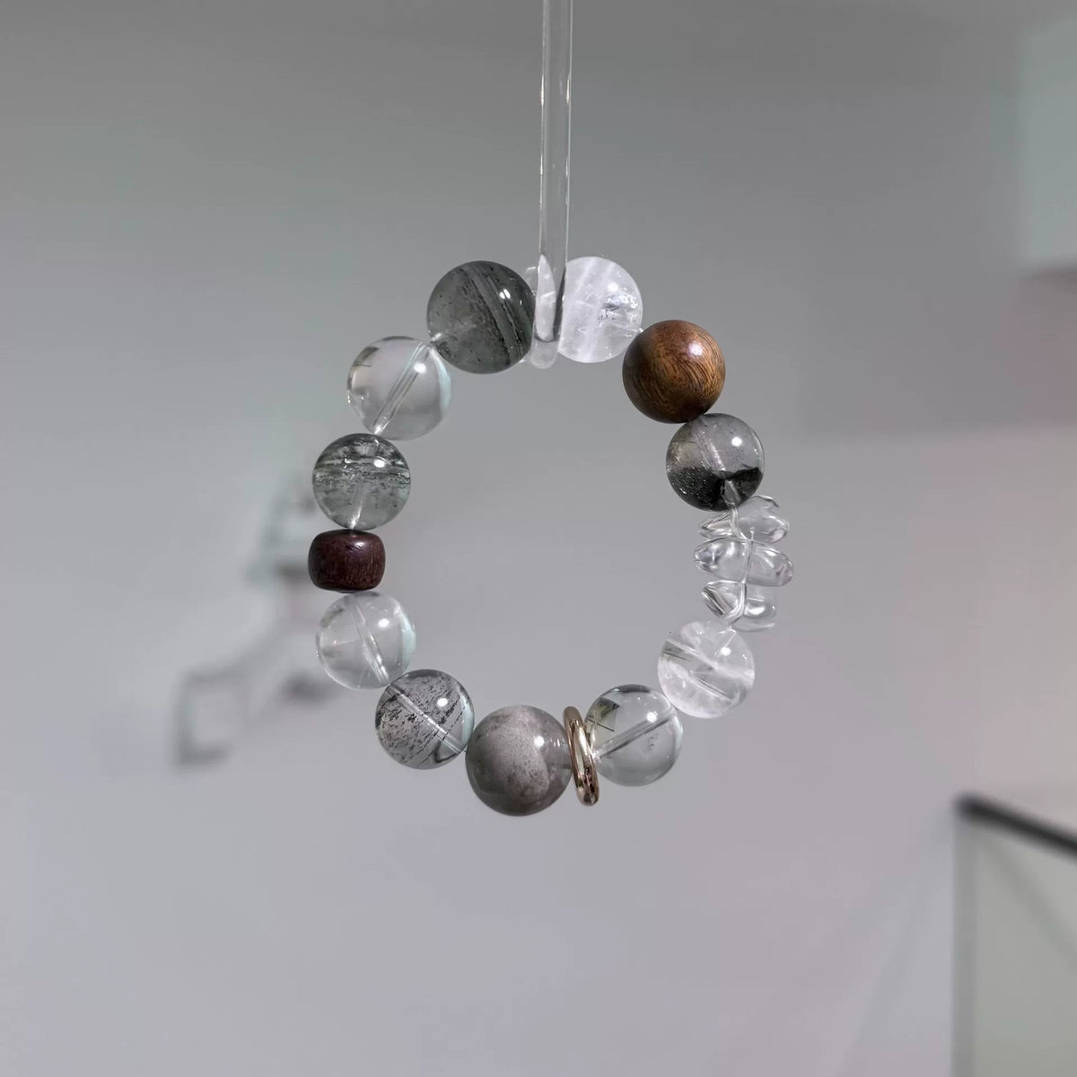 Grüner Phantom-Quarz Perlenarmband 14mm