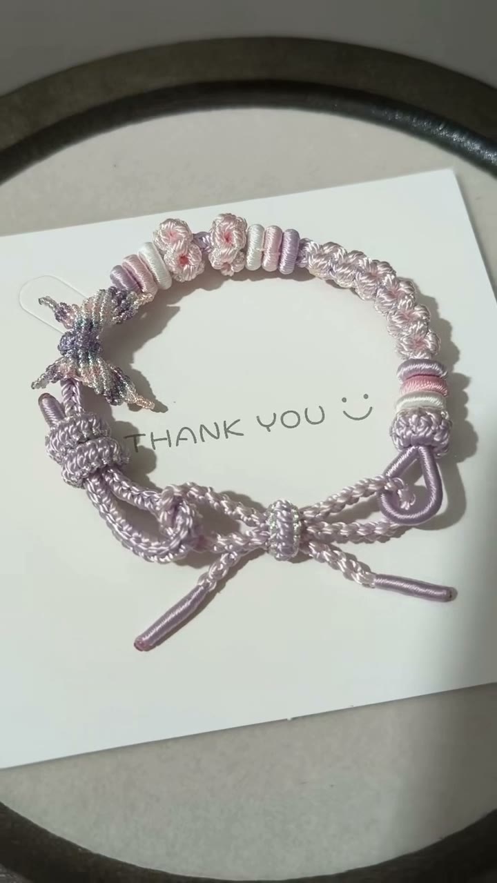 Handwoven Lavender Bracelet with Floral Charm