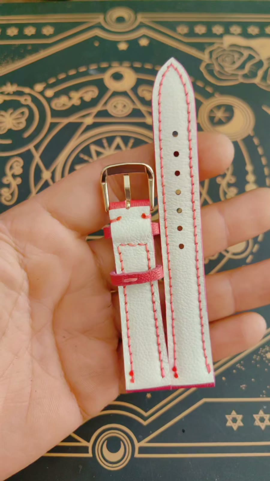 Red Leather Watch Strap Two Piece