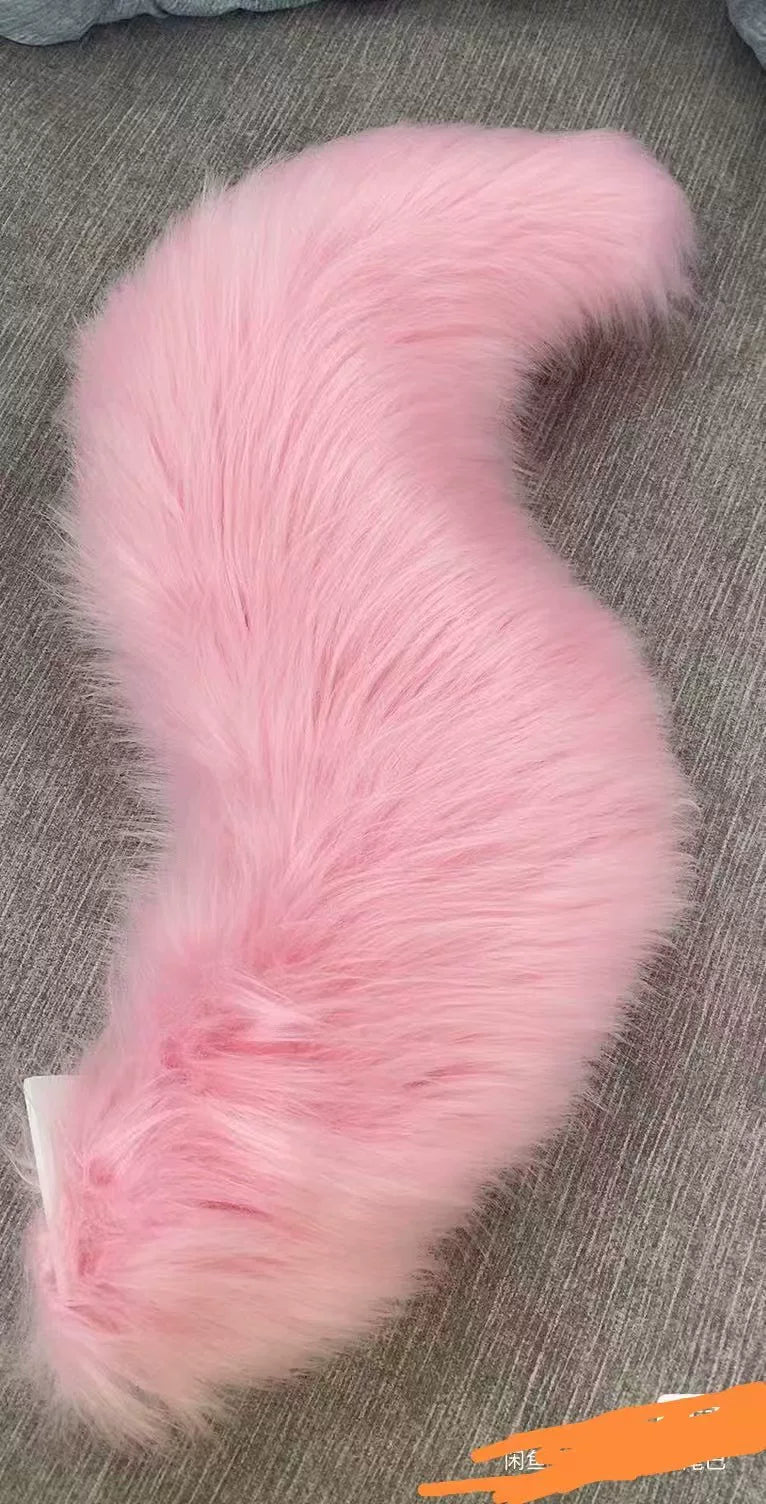 Plush Pink Faux Fur Animal Tail