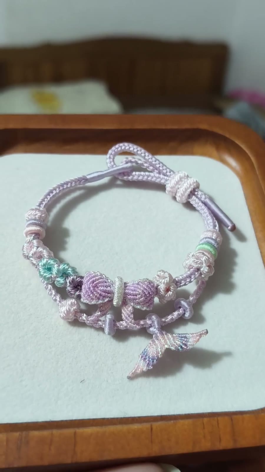 Hand Braided Cord Bracelet Pink Purple Gradient