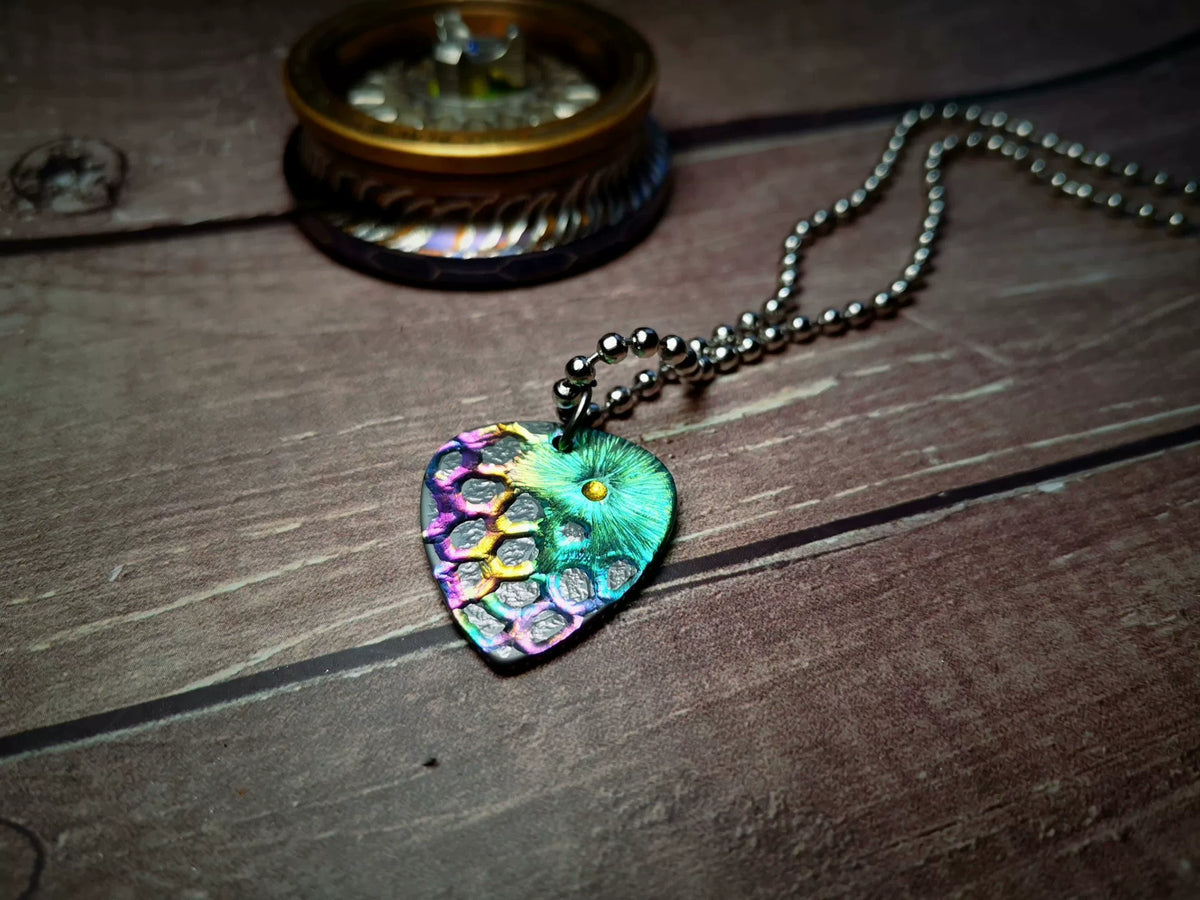Pure Titanium Double Sided Engraved Pendant Necklace