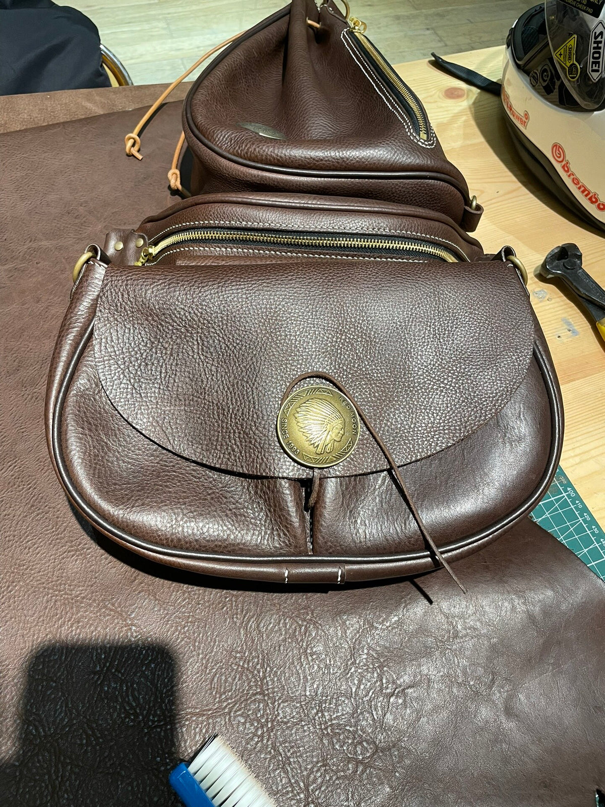 Italian Leather Messenger Bag with Copper Hardware