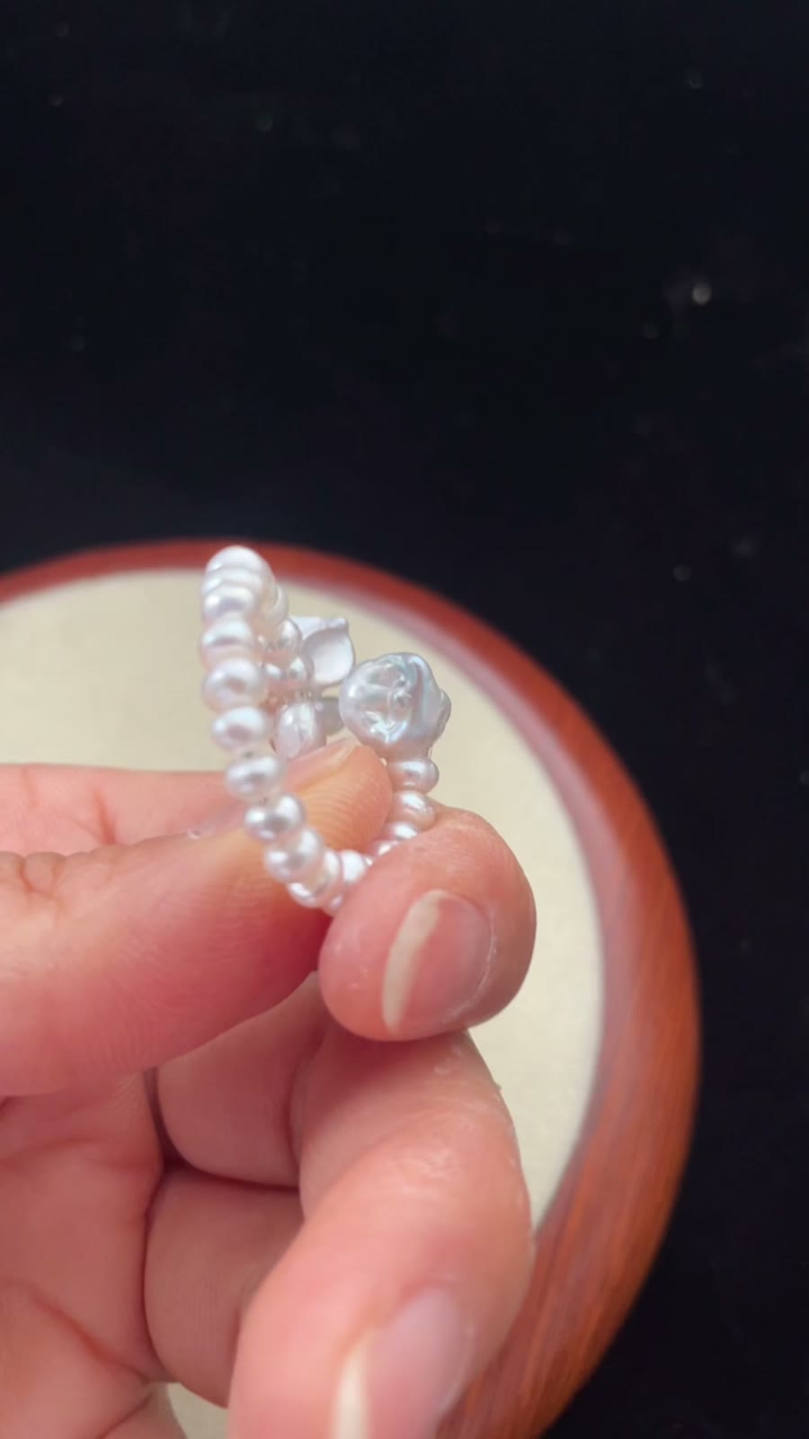 Anillo de Flor de Perlas Naturales
