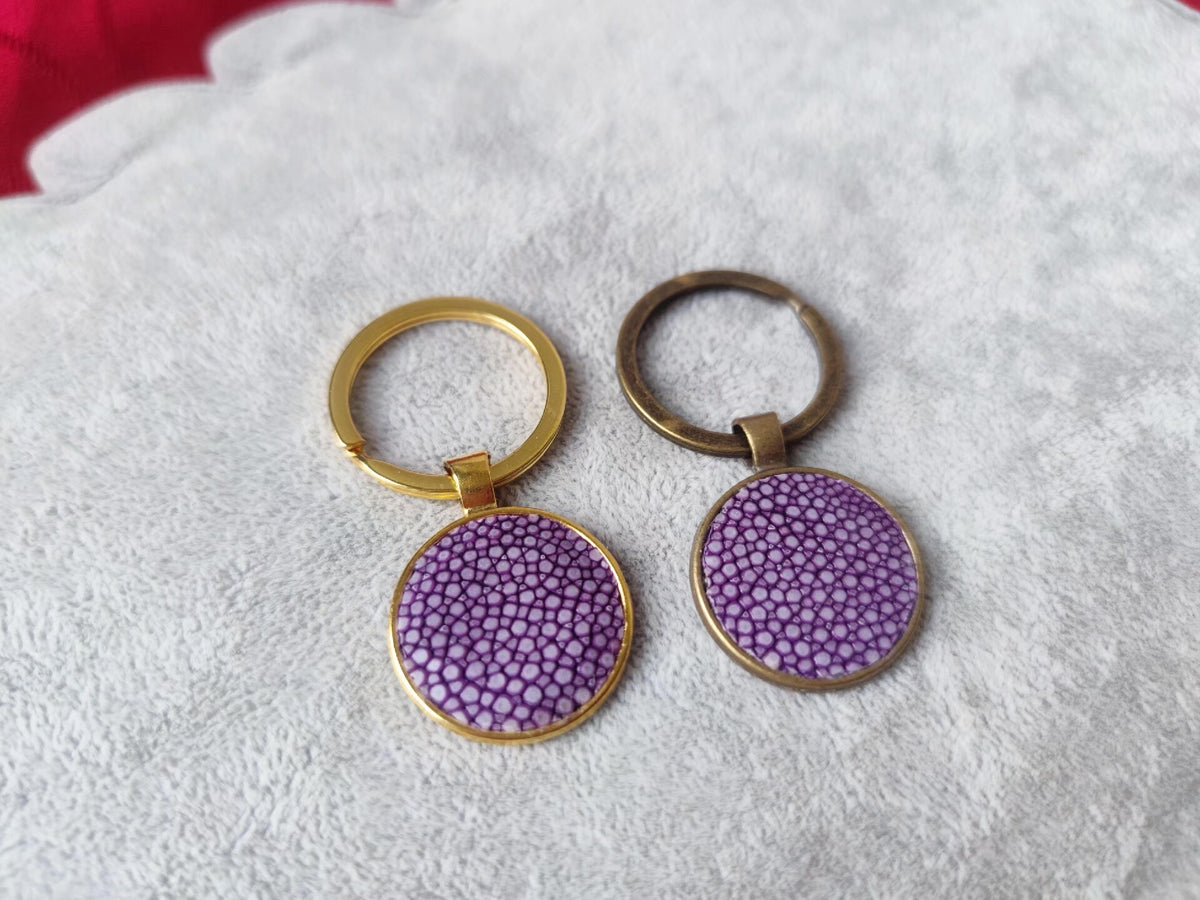 Lavender Stingray Leather Vintage Keychain
