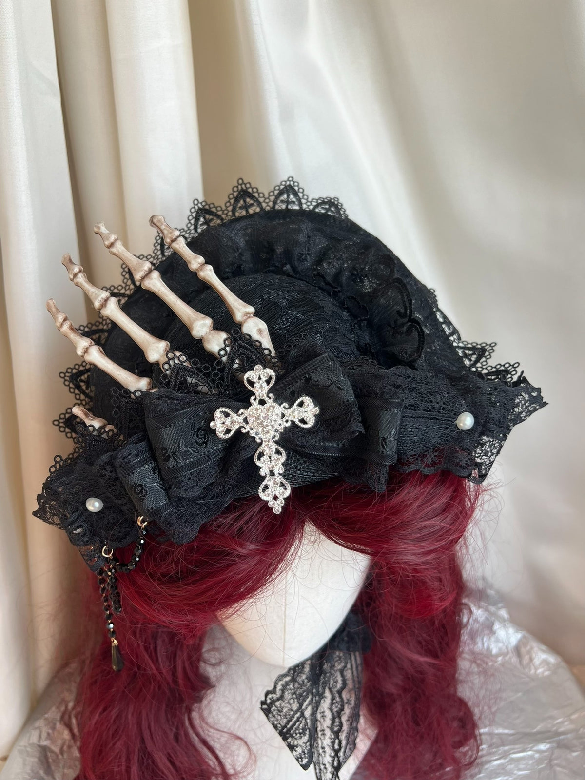 Black Lace Gothic Skeleton Hat