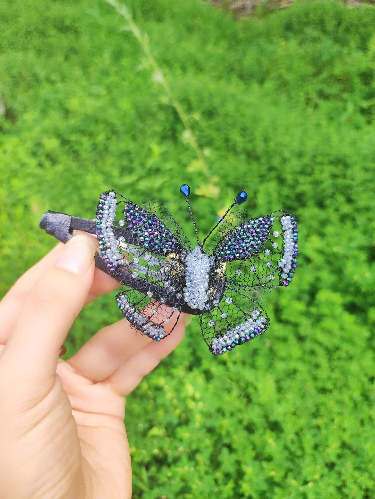 Handcrafted Beaded Butterfly BB Clip