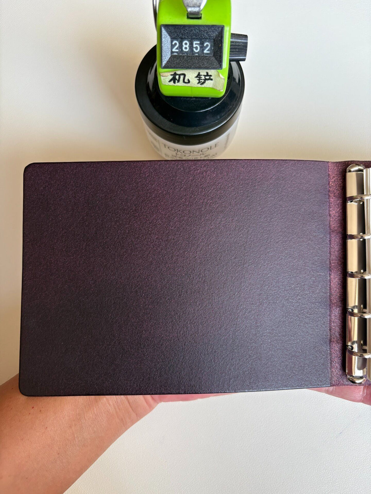 Handmade Purple Leather Six-Ring Binder