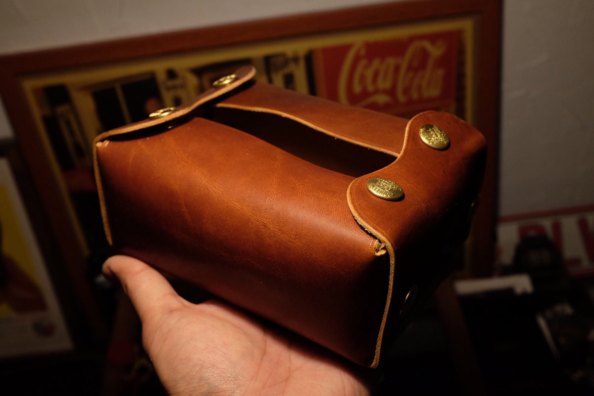 Horween Leather Tissue Box Cover