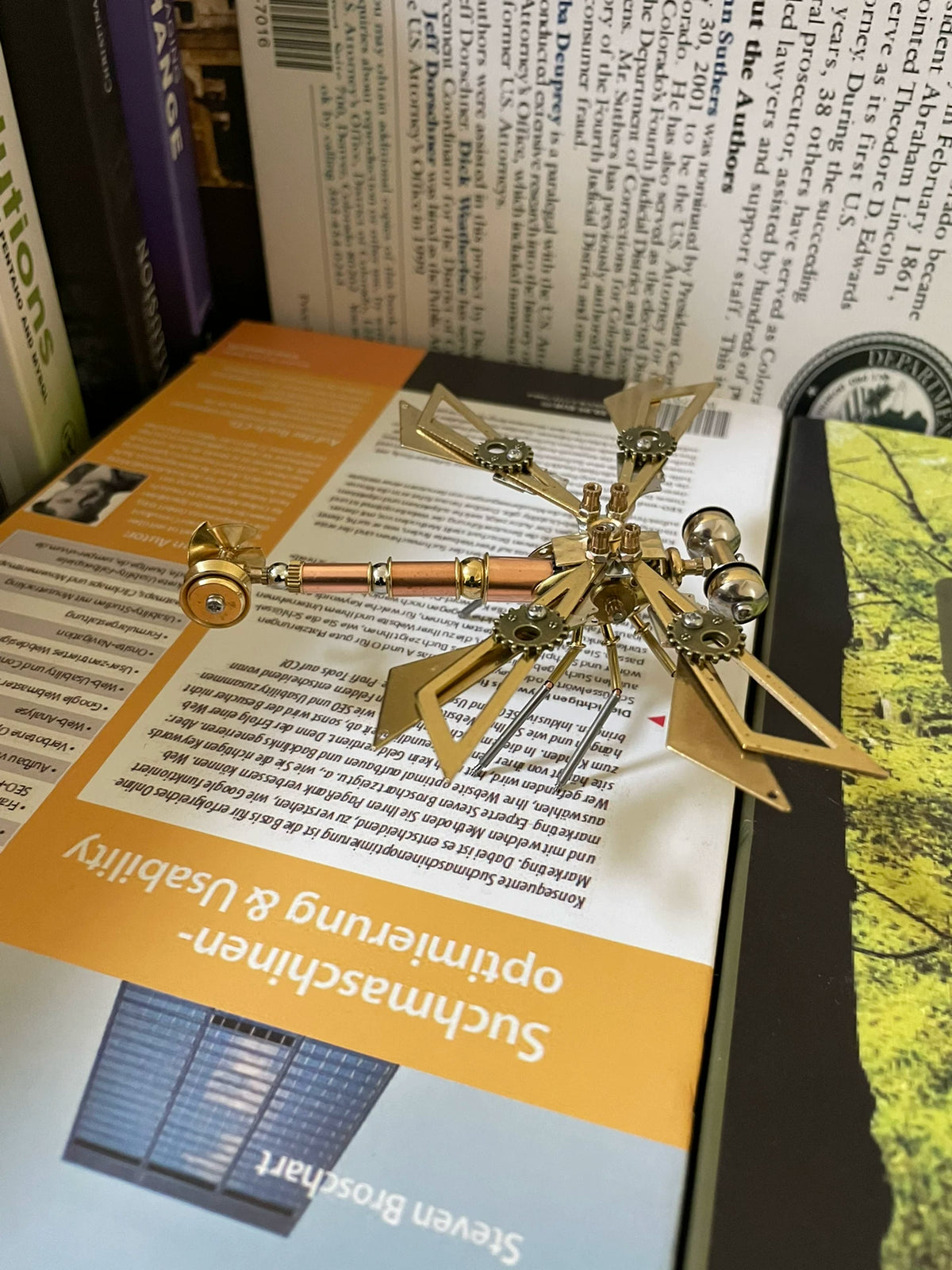Steampunk Brass Dragonfly Captain Sculpture