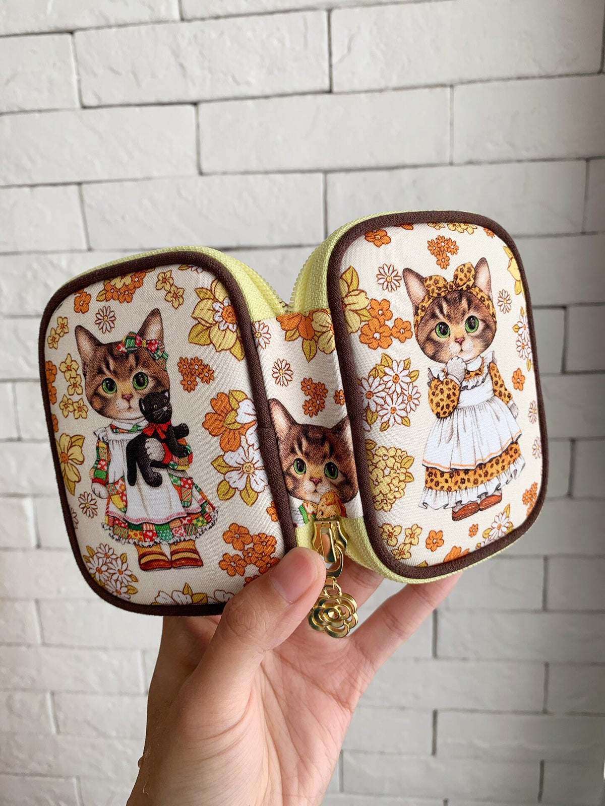 Cat Print Card Pouch with Zipper