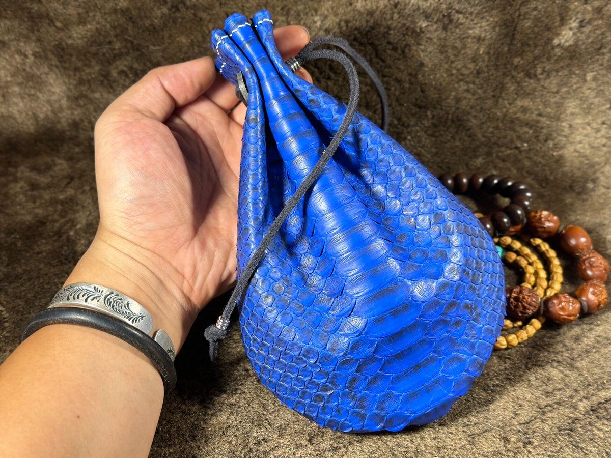 Blue Dragon Scale Leather Pouch