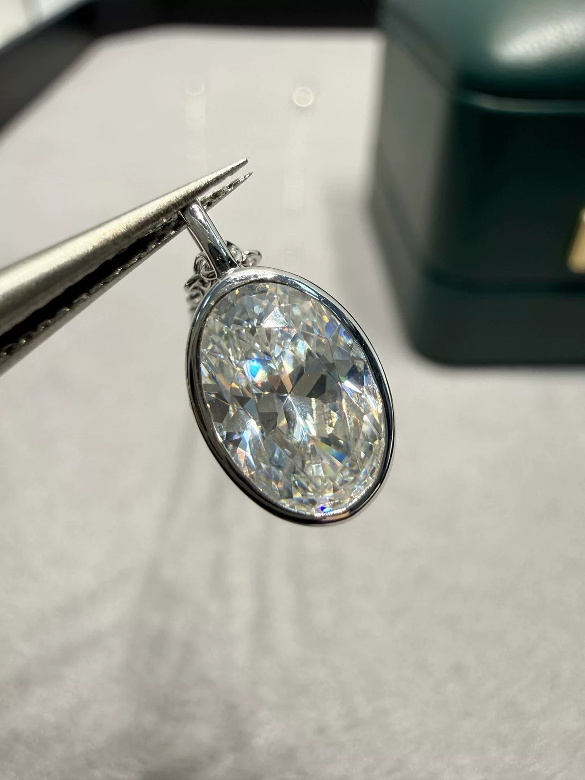Oval Bezel Solitaire Necklace 45cm