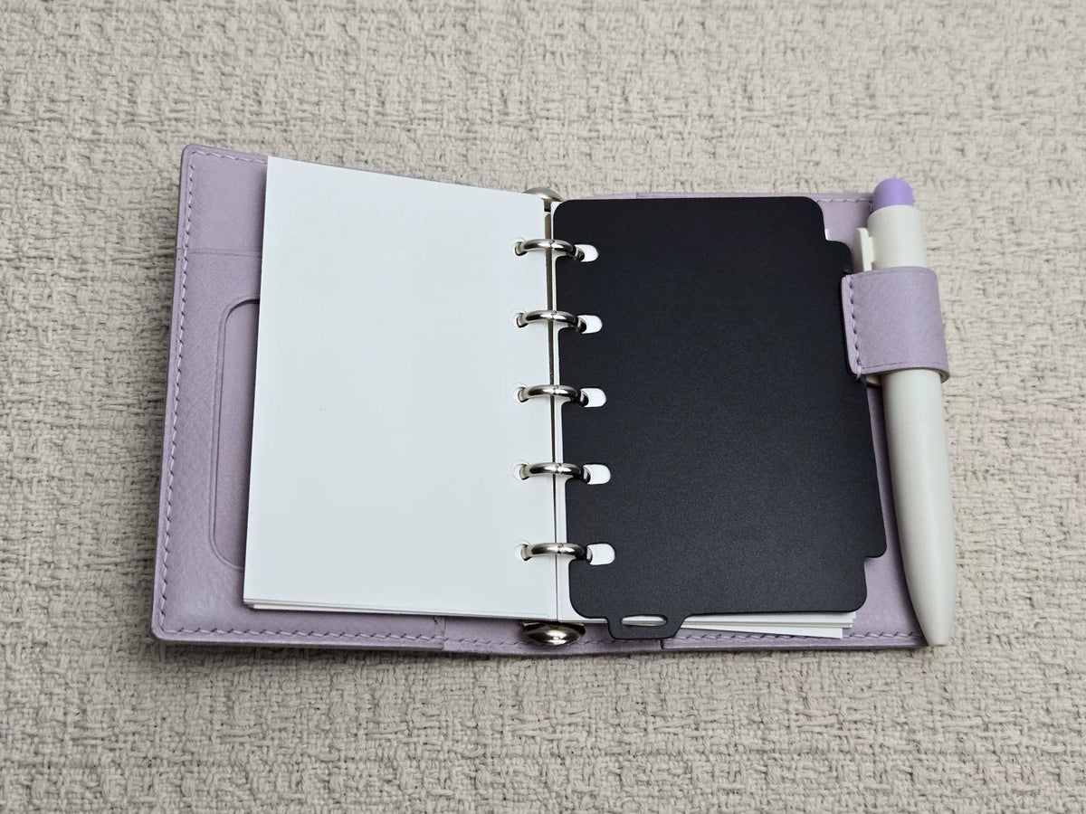 M5 Leren Plannerhoees Antraciet/Lavender Vouwoudig