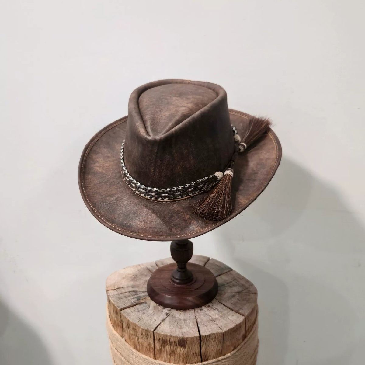 Handmade Italian Leather Western Cowboy Hat