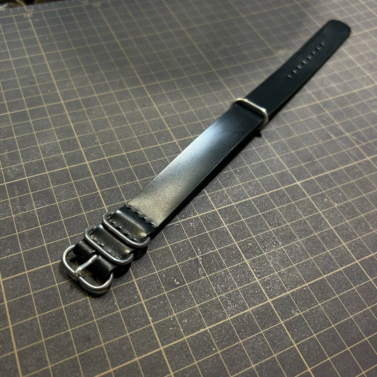 Black Leather NATO Watch Strap