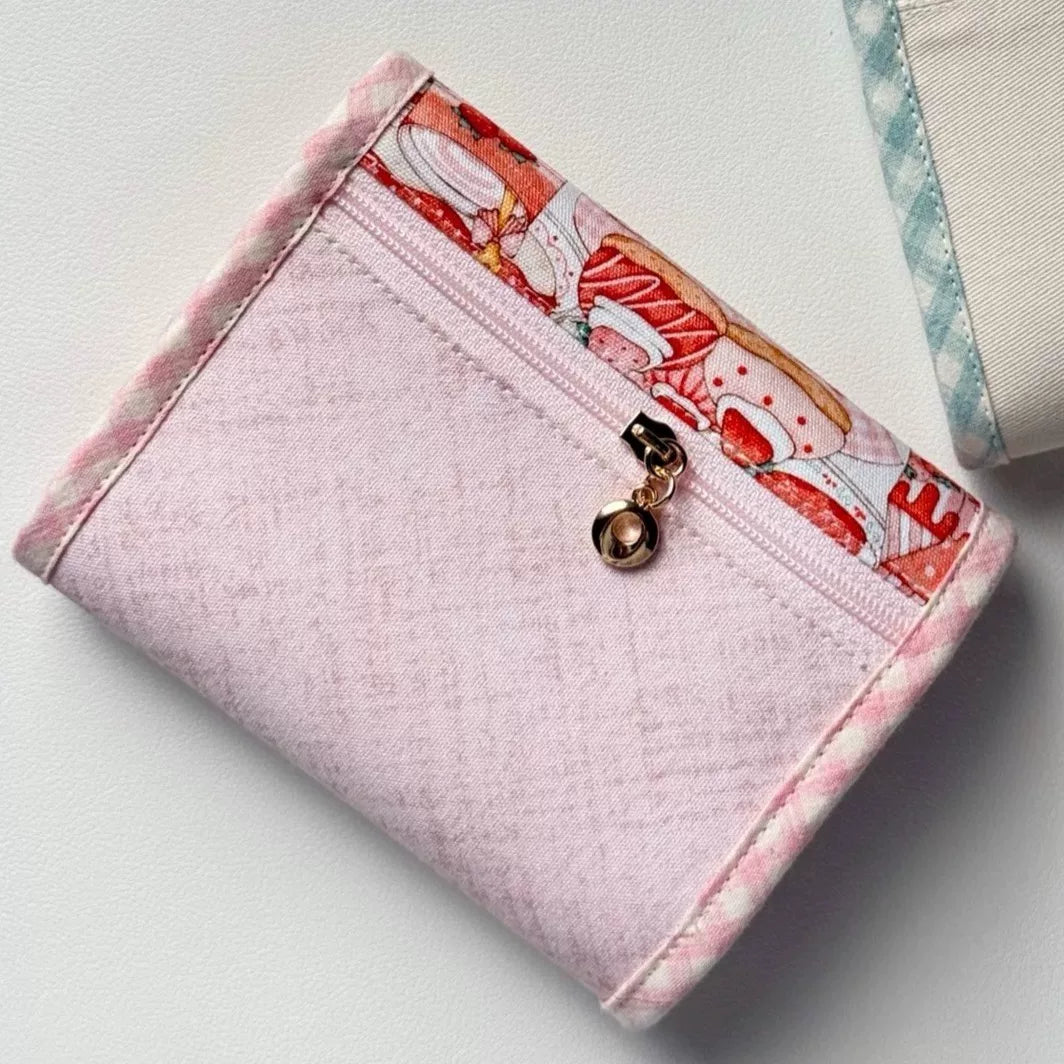 Pink Fabric Bifold Wallet Panda Print