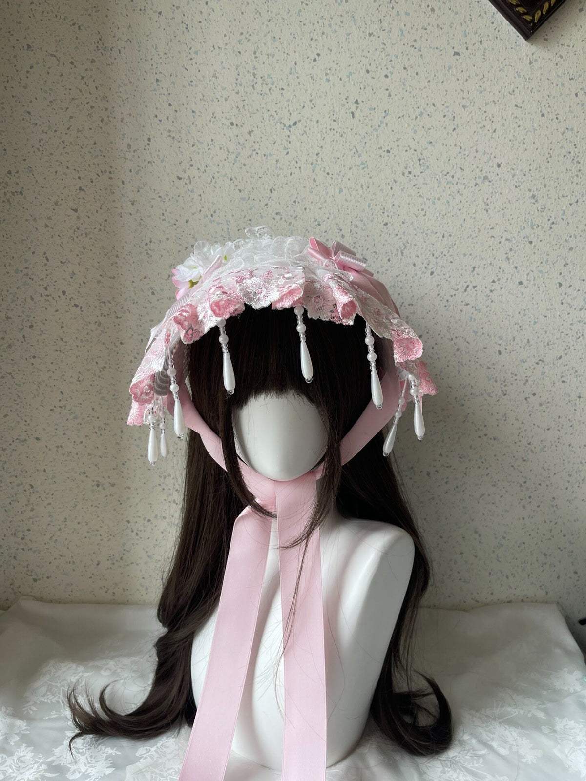 Lolita Pink Lace Bonnet Flat Cap