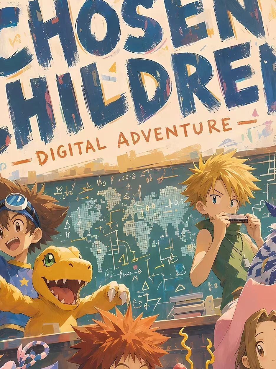 Framed Digimon Classroom Art Print A3