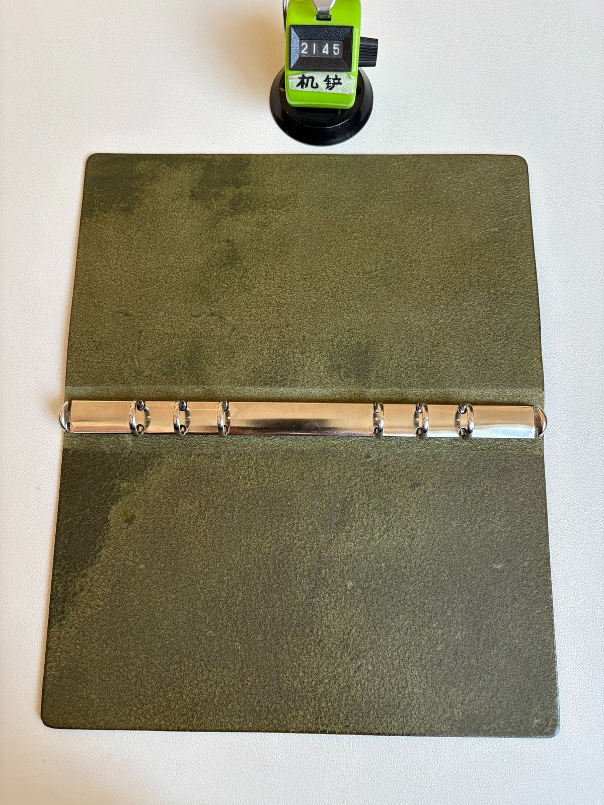 Handmade A5 Ring Binder Cover Olive Green