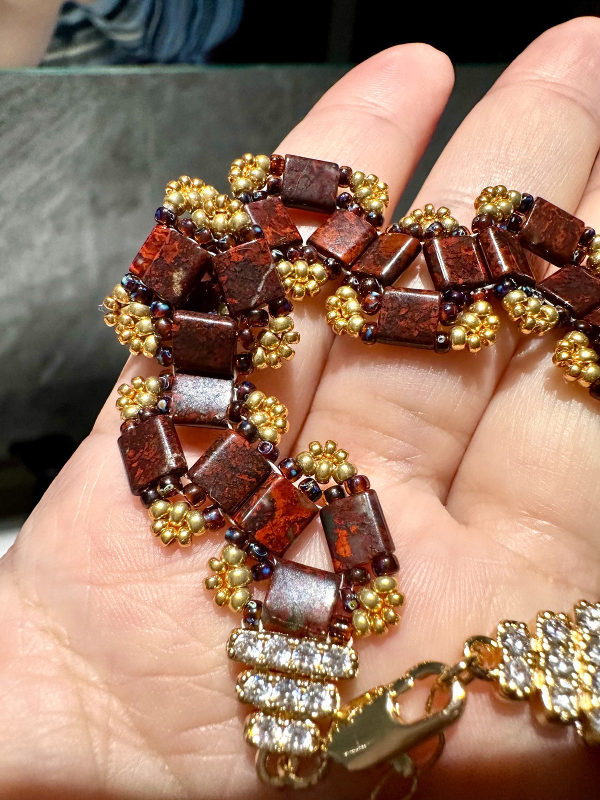 Handcrafted Red Stone Beaded Bracelet