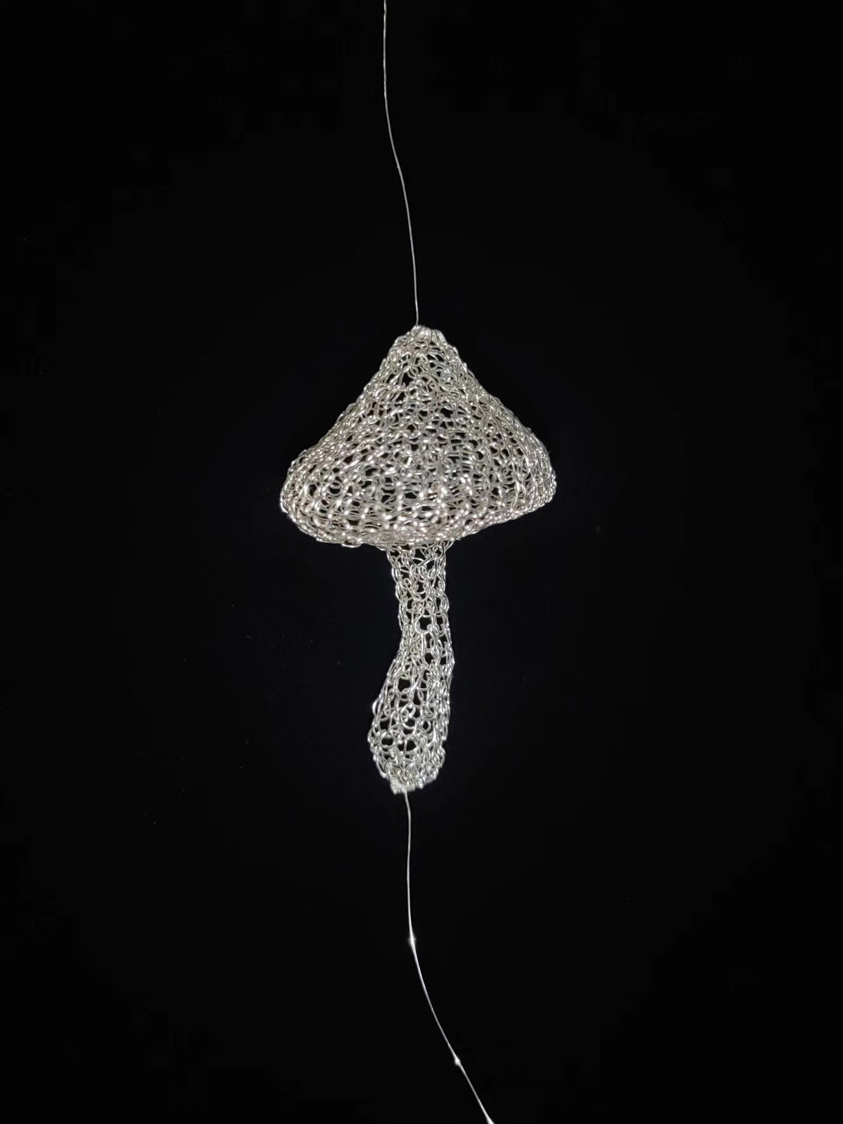 Handcrafted Wire Crochet Mushroom Pendant