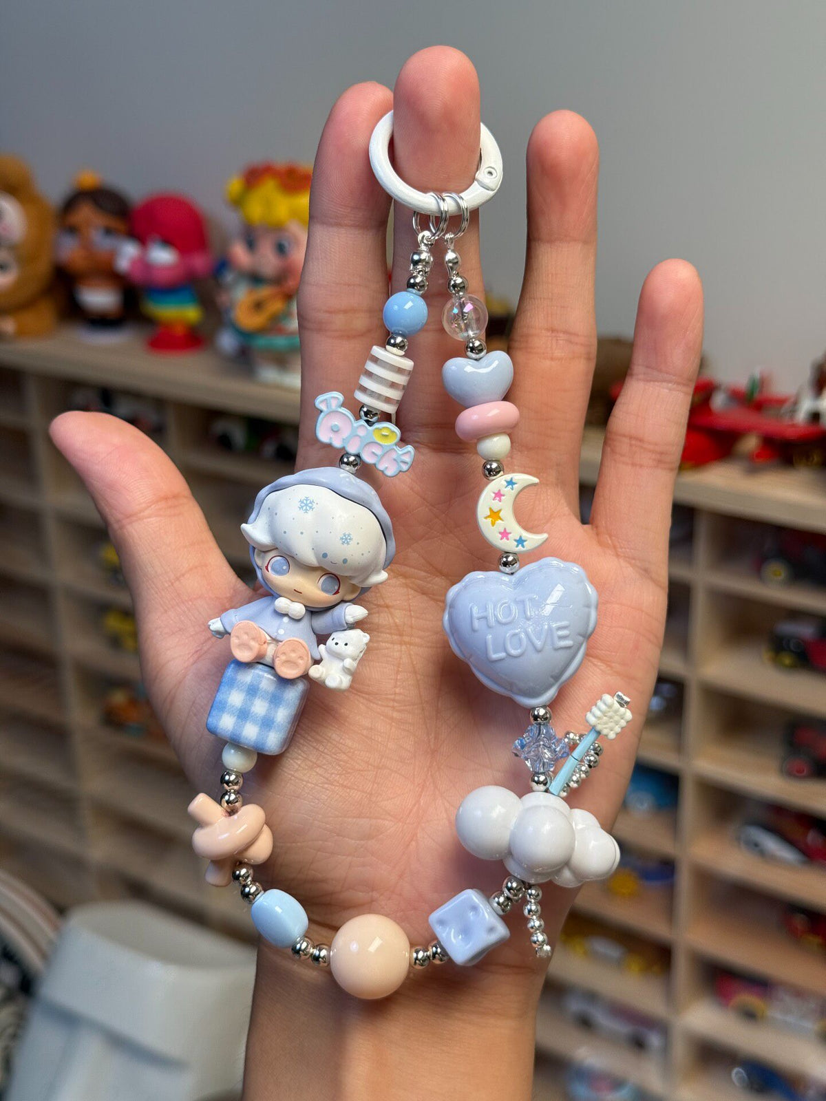 Pastel Beaded Dimoo Phone Strap Keychain