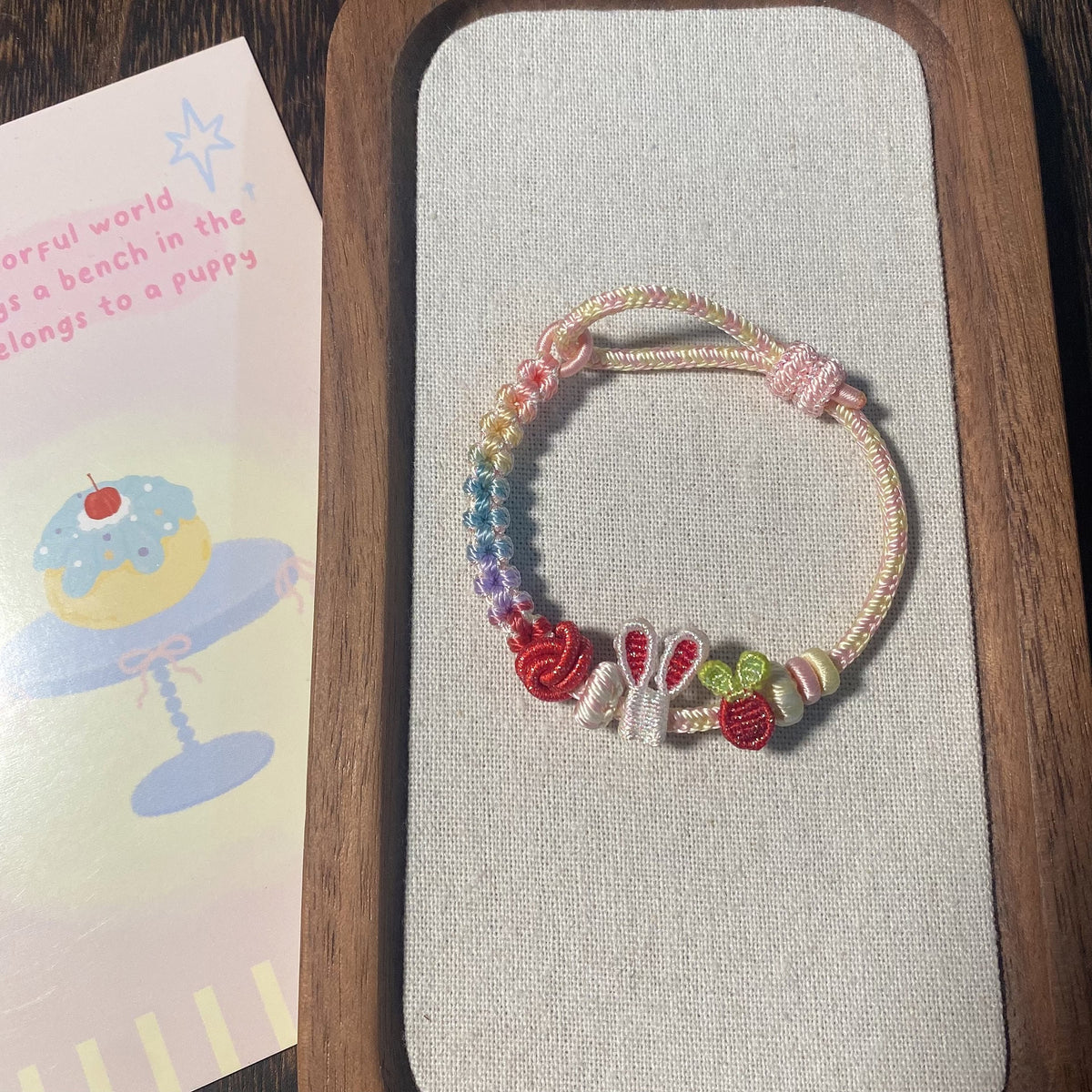 Handwoven Rainbow Charm Bracelet