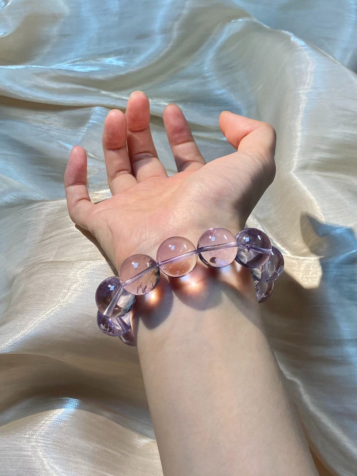 Bolivian Amethyst Beaded Bracelet 16mm