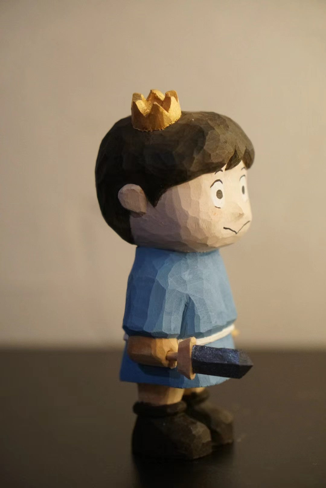 Hand-Carved Basswood Woggy Figure 10cm Low-Poly Style