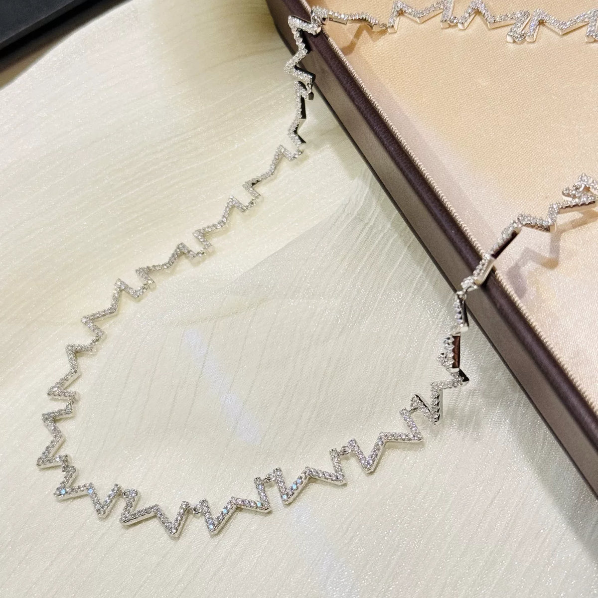 S925 Silver M Wave Diamond Necklace
