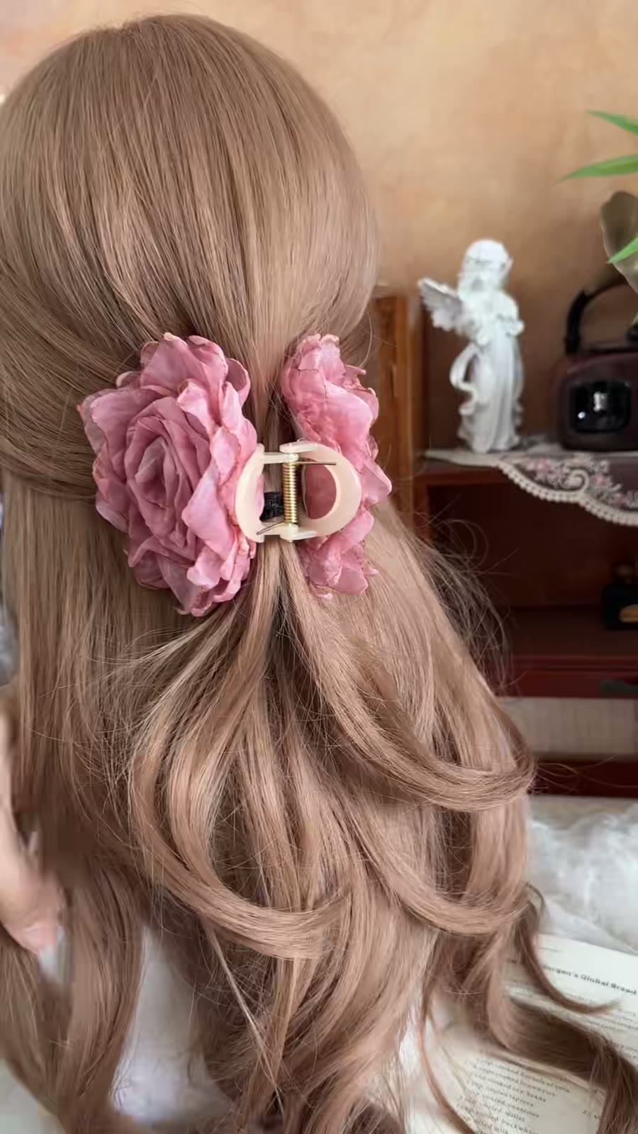 Handcrafted Fabric Rose Hair Claw Clip