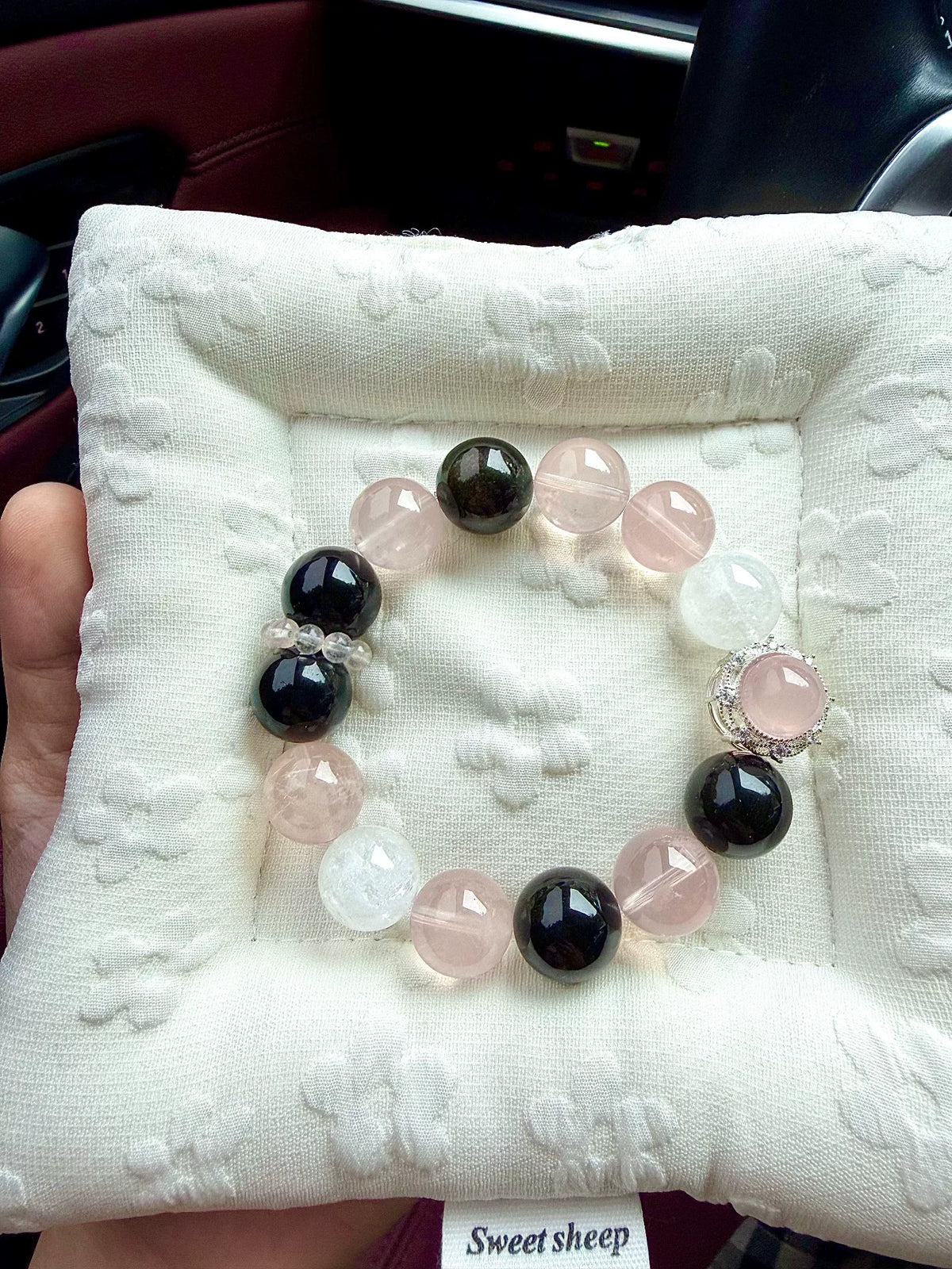 Perlenarmband aus rosa Schneeflocken-Obsidian
