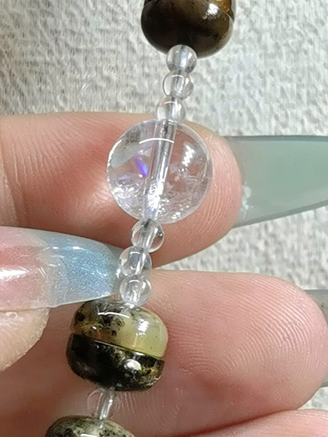 Natural Amber Honeycomb White Aze Crystal Necklace